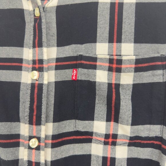 Levis Women Relaxed Fit Plaid Button-Up Shirt SZ Large Black/Red - Picture 14 of 14